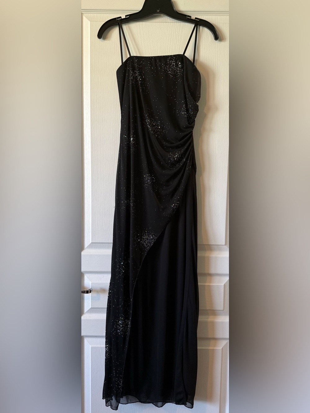 B. Smart black and silver sparkle strapless dress